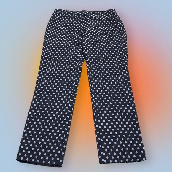 THE LIMITED Women’s 2 Black Light Blue Polka Dot Pant - Picture 1 of 4